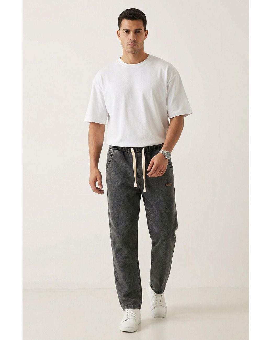 Bigdart Multicolor Elastic Waist Denim Pants for men