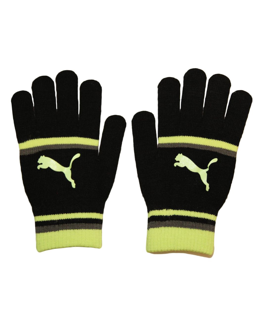 PUMA Black Ladies Striped Gloves /Hi-Vis)