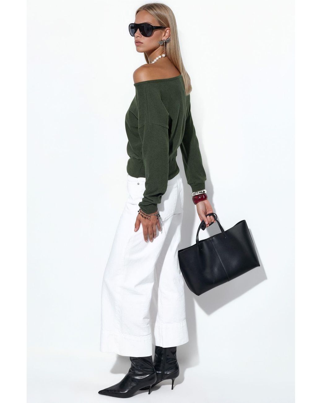 Busem Green Cropped Crew Neck Sweatshirt