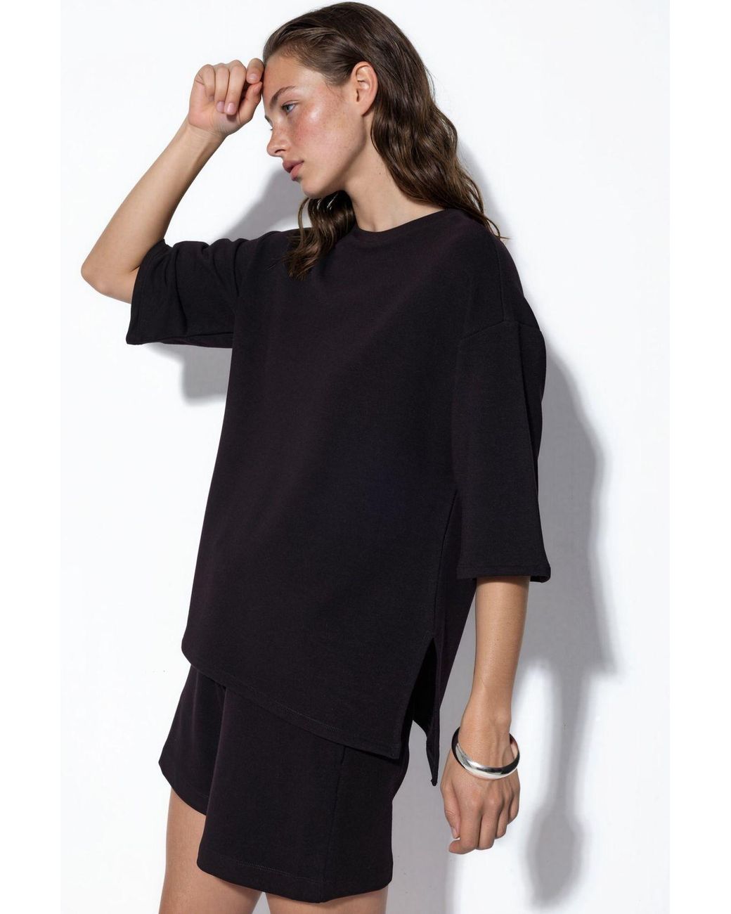 Busem Black Loose-Fit Crew Neck T-Shirt