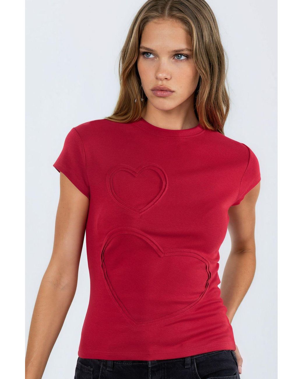 Busem Embroidered Heart Print Crew Neck T-Shirt