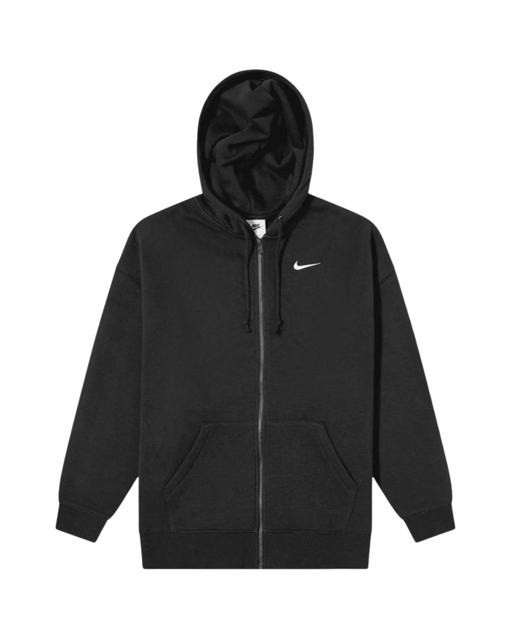 Nike Black Essentials Oversized Full Zip Hoodie Cotton