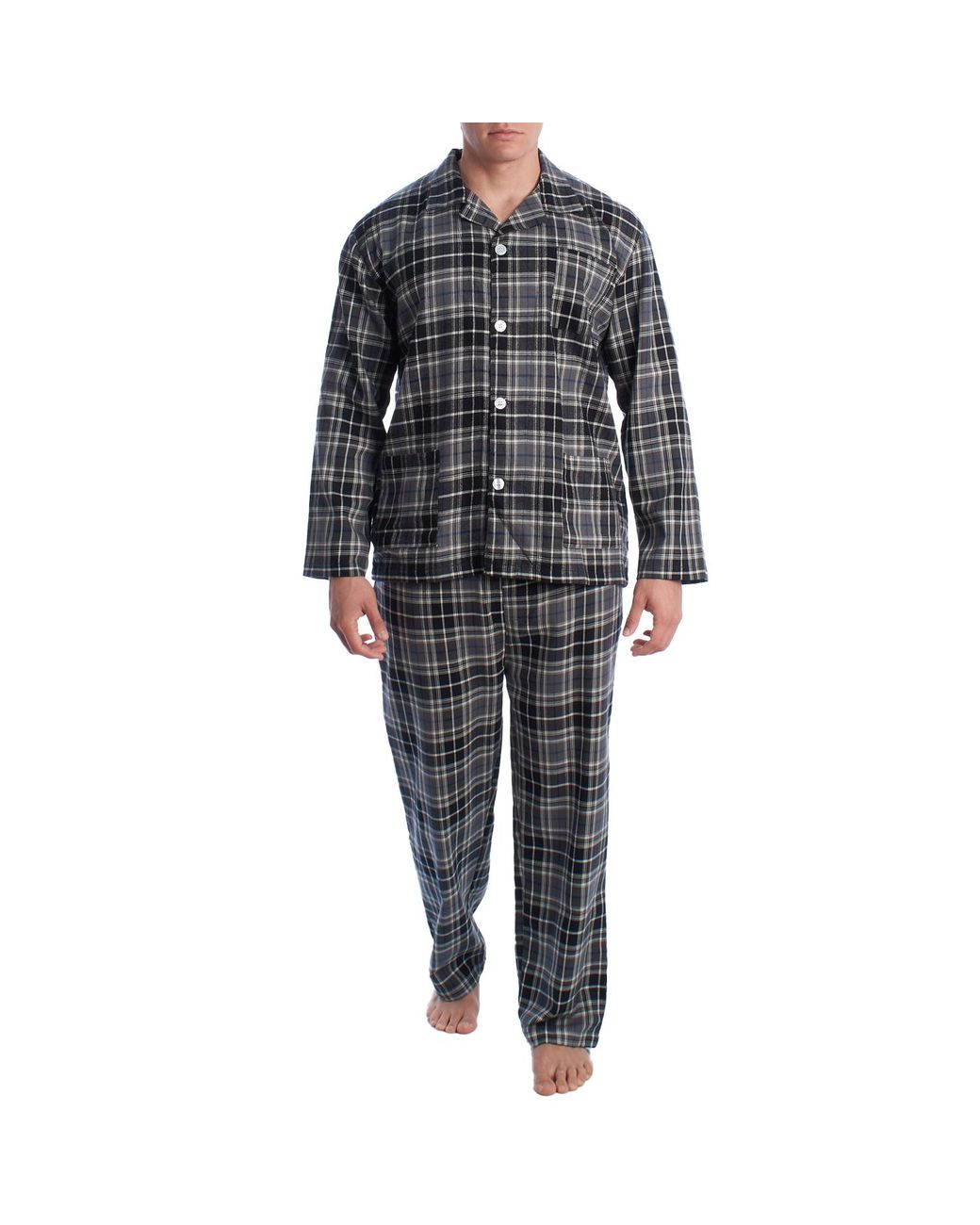 Kisses&Love Black Cotton Pajamas With Long-Sleeved Shirt Klp7 for men