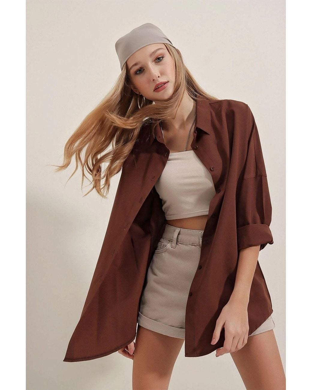 Bigdart Brown Oversized Poplin 2-Pack Shirt