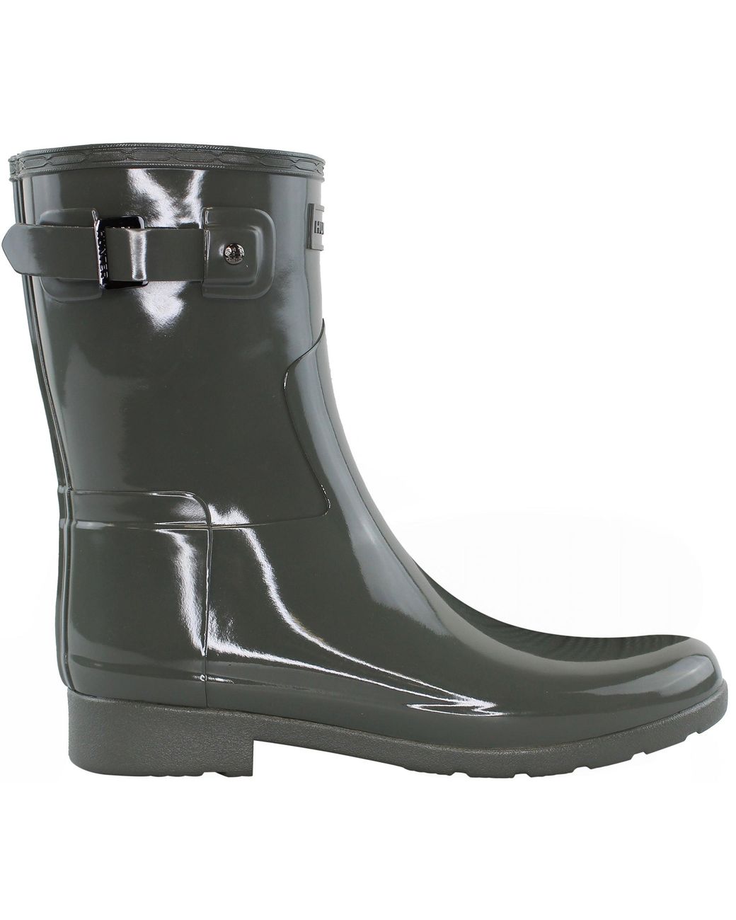 Hunter Green Refined Short Gloss Wellington Boots Rubber