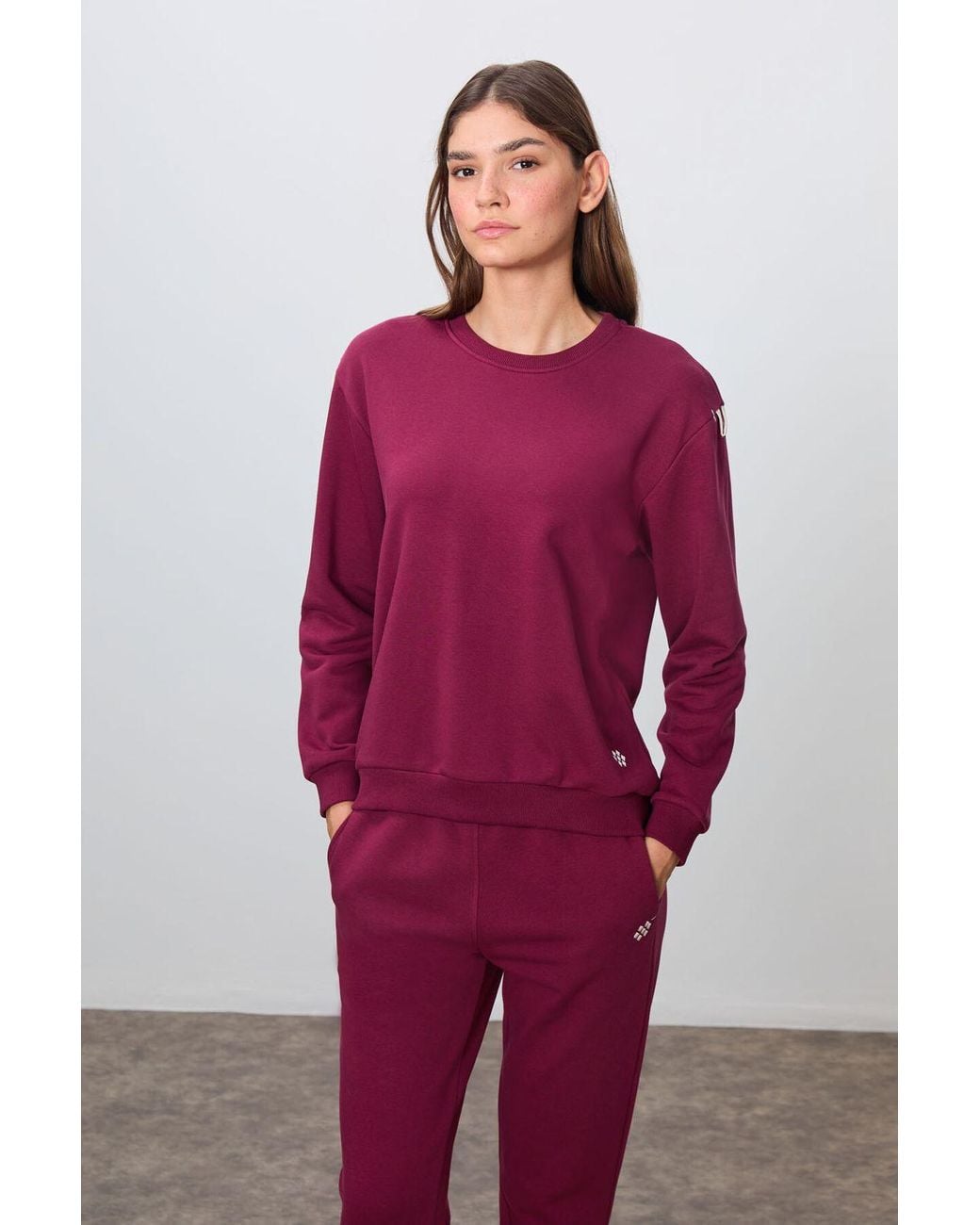 TOMMY LIFE Red Oversized Cotton- Sweatshirt And Pants Set