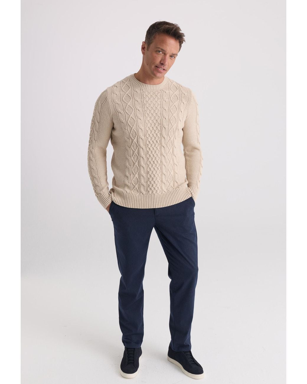 Felix Hardy Pullover Rundhalspullover in Natural für Herren