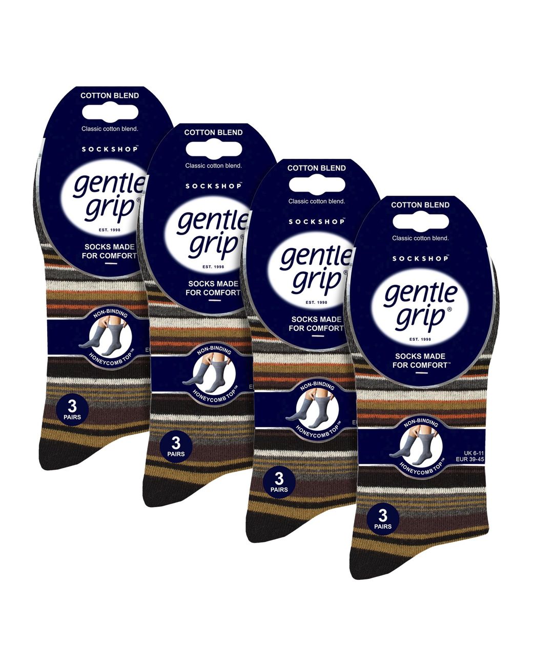 Gentle Grip Black 12 Pairs Cotton Socks for men