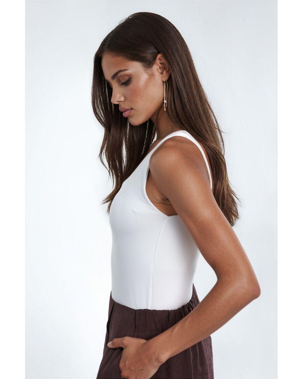 Busem White U Collar Knitted Cami Top
