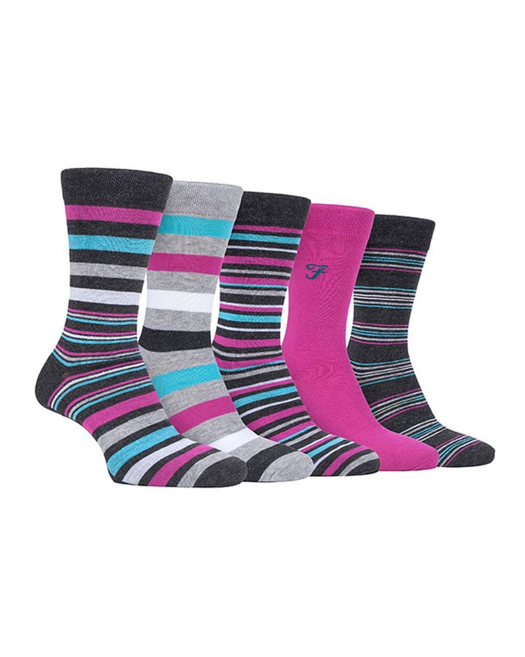 Farah Blue 5 Pack Bamboo Bright Striped Patterned Socks for men