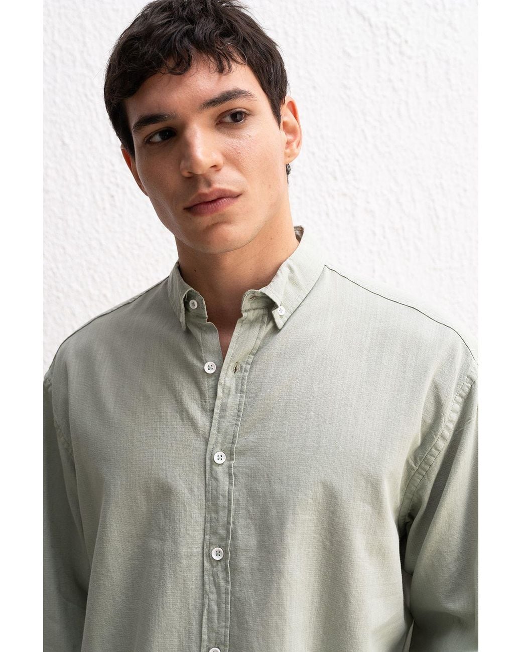 Giesto Natural Cotton Oversized Button-Up Shirt for men