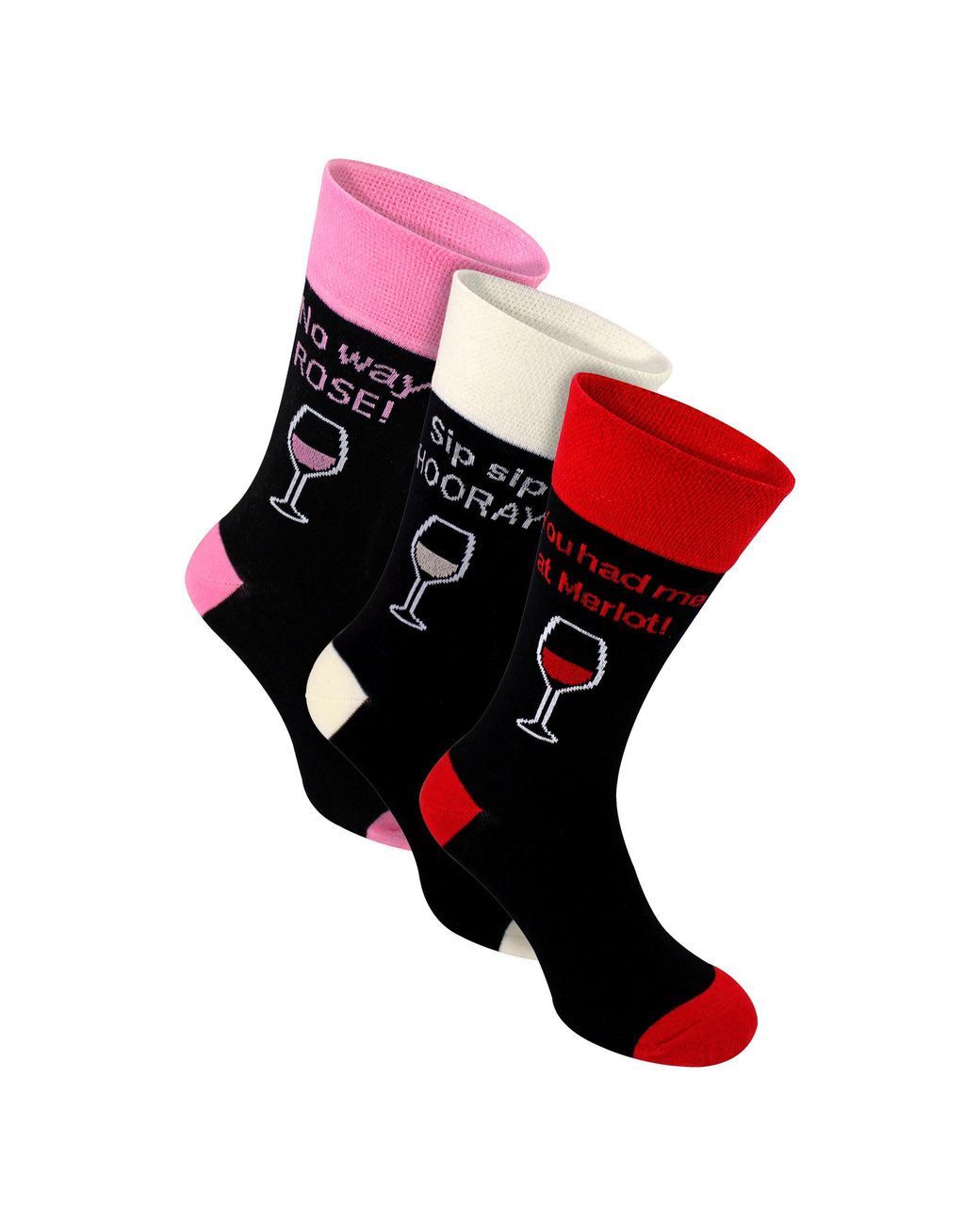 Sock Snob Red 3 Pairs Novelty Cotton Rich Pun Socks for men