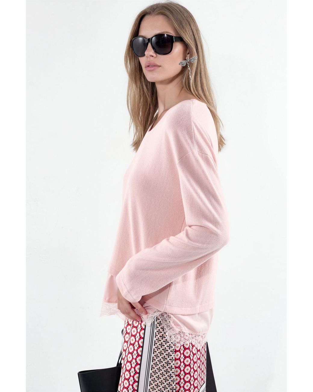Busem Pink V-Neck Knit Sweater