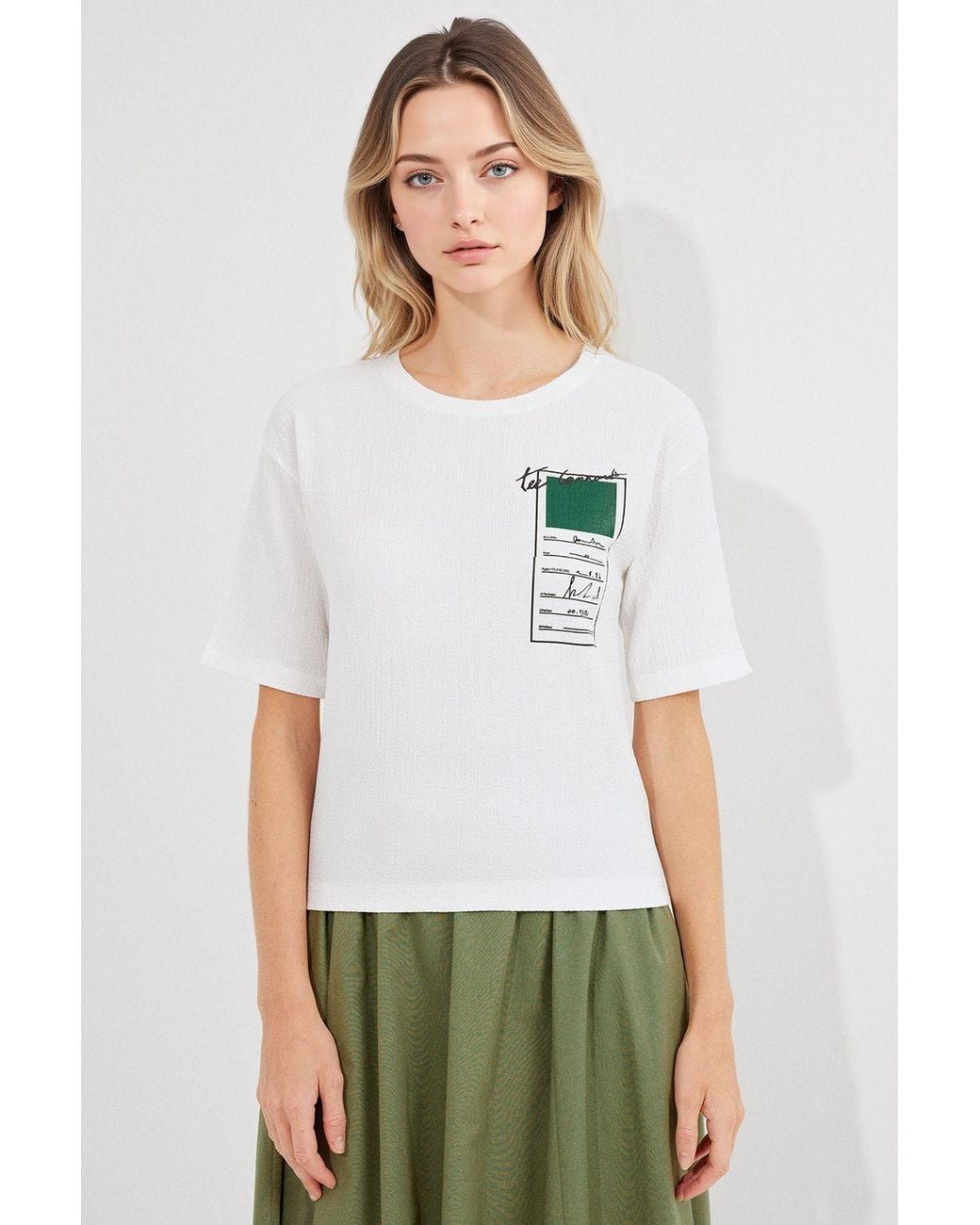 Bigdart White Printed Crew Neck Short Sleeve T-Shirt