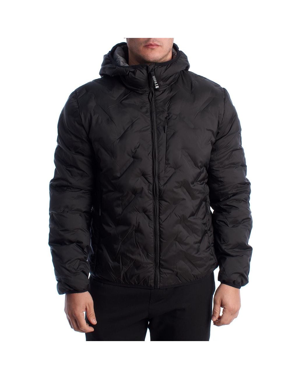 U.S. POLO ASSN. Black Padded Jacket With Hood Us40127001 for men