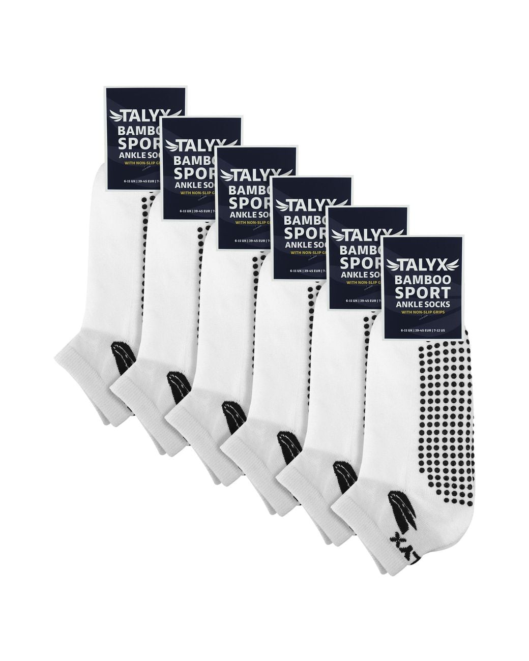 Talyx Metallic 6 Pack Bamboo Ankle Grip Socks for men