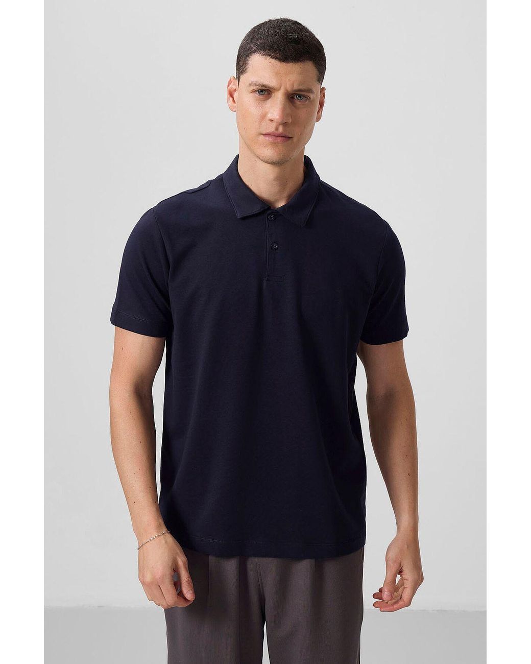 TOMMY LIFE Black Cotton-Elastane Polo T-Shirt for men