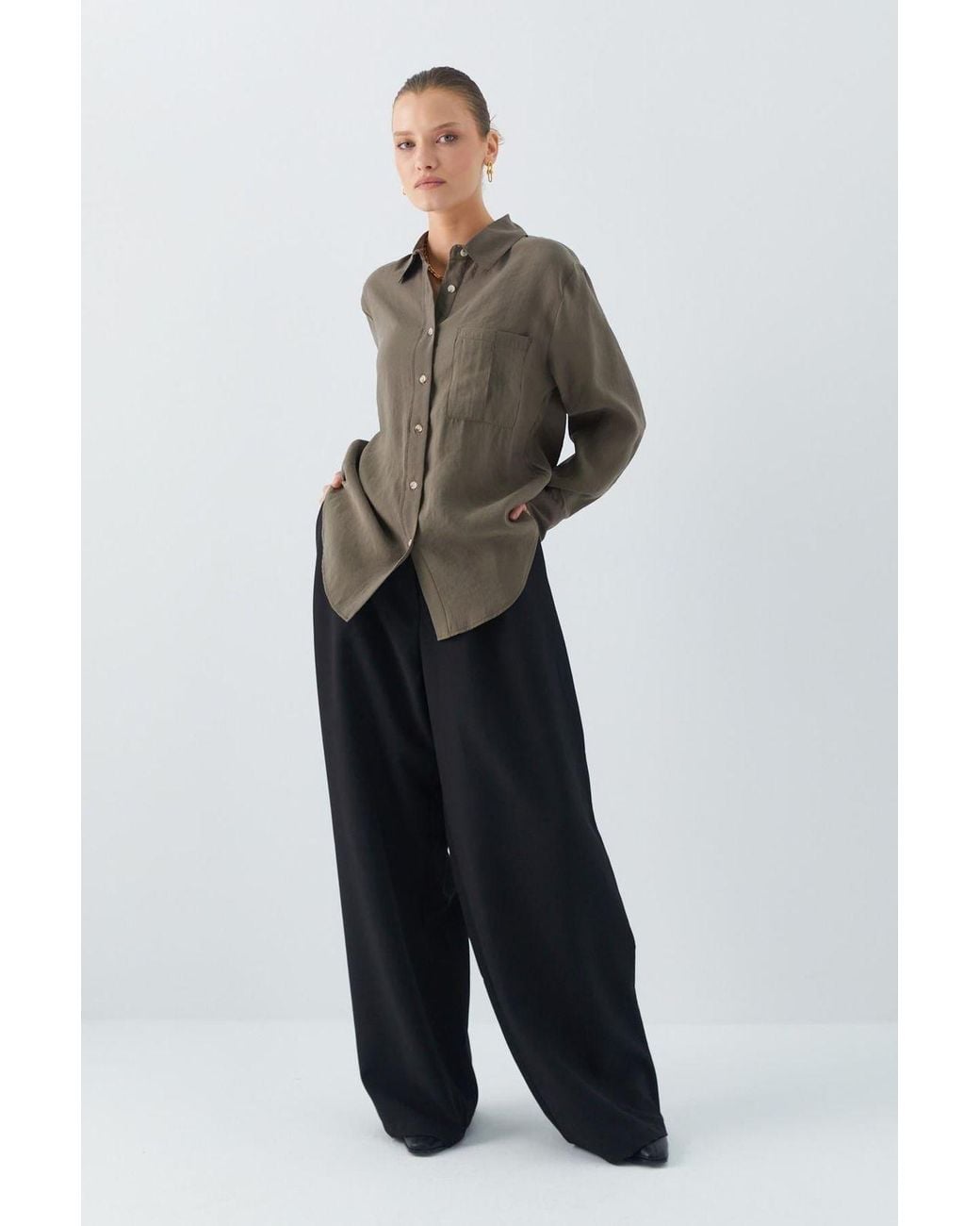 MixRay Green Relaxed Fit Shirt With Pocket