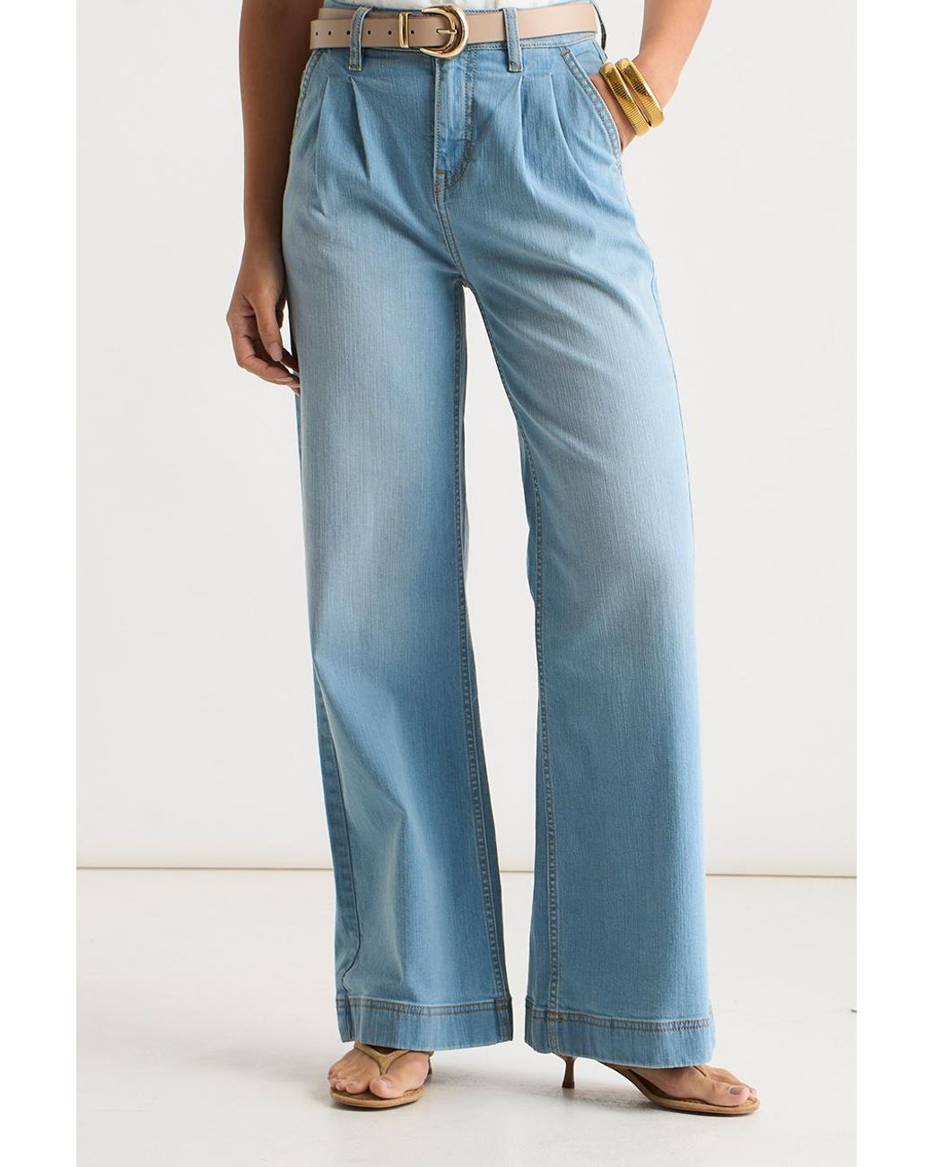 Gini London Blue Pleat Wide Leg Jean