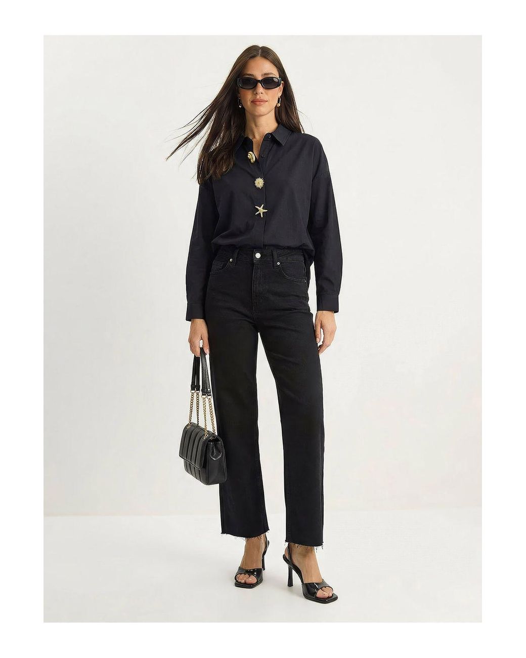 Bianco Lucci Blue Button Detailed Poplin Shirt