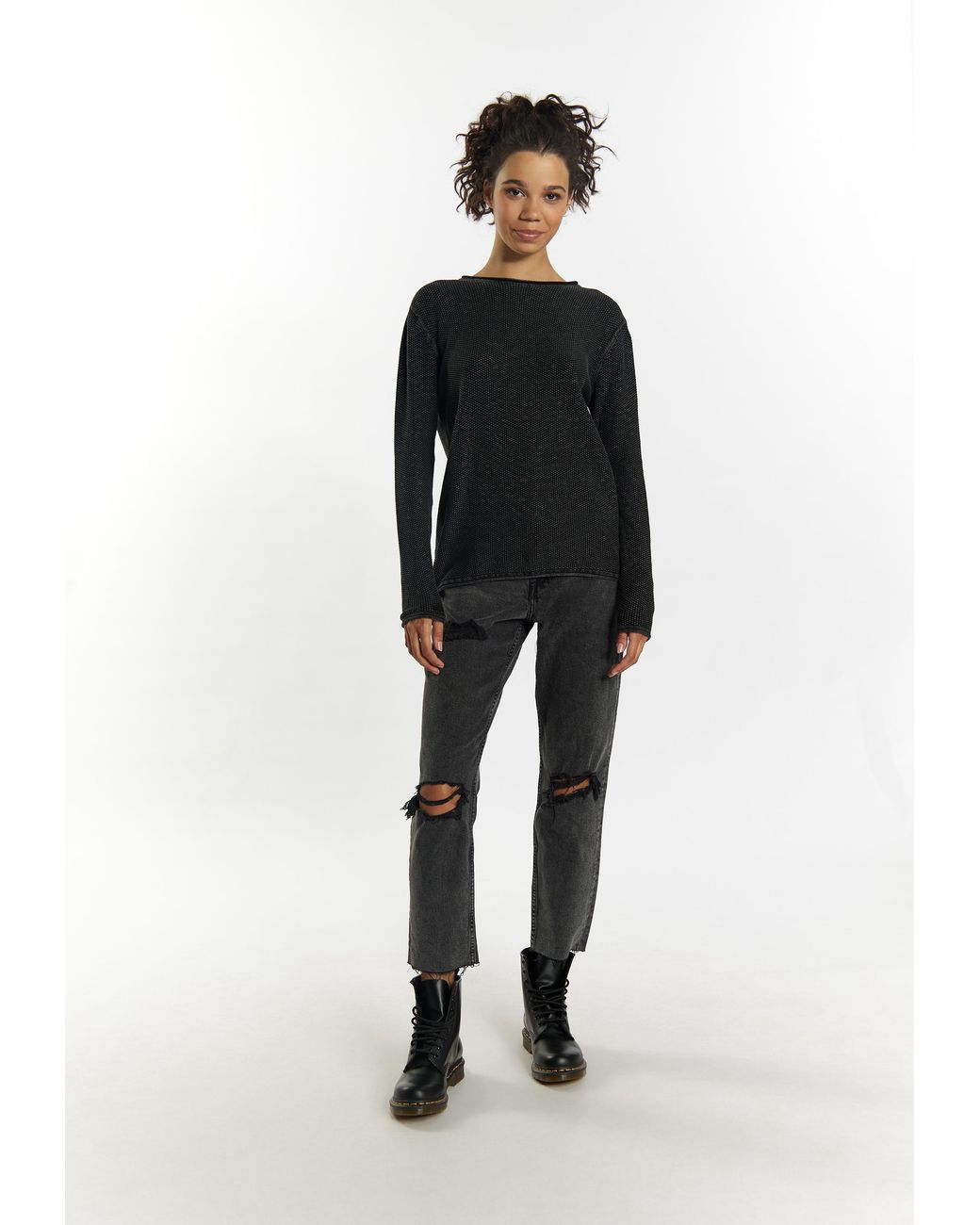 myMo Black Strickpullover Damen