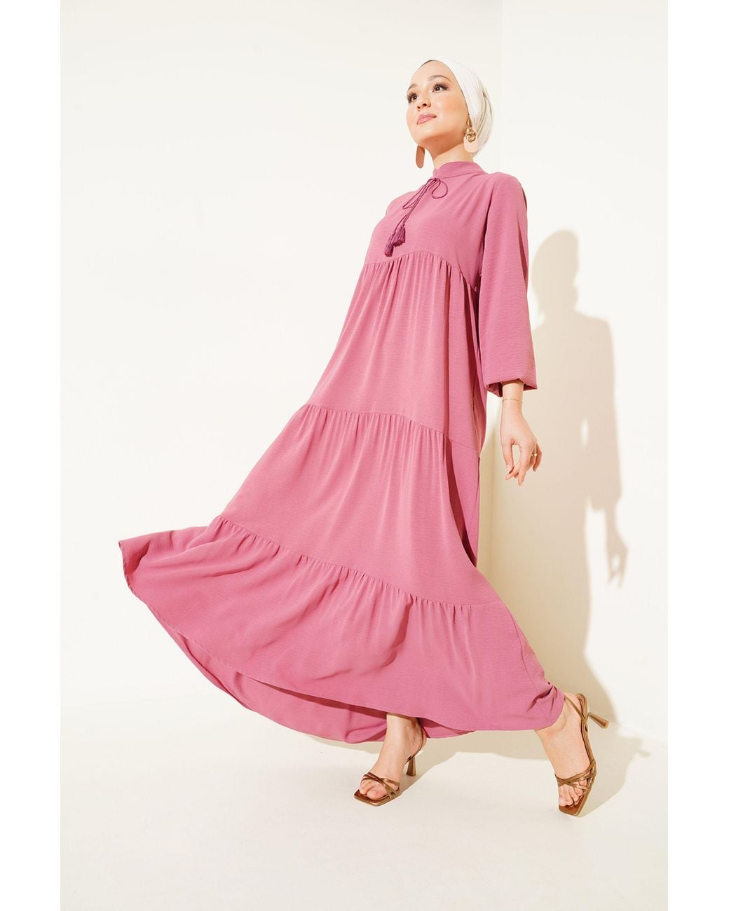 Bigdart Pink Maxi Dress With Bow Detail