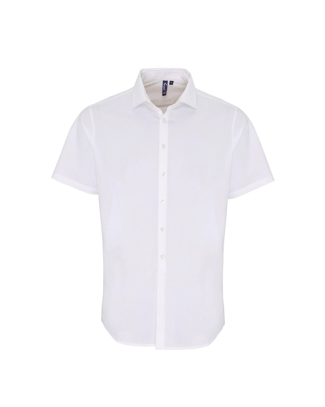 PREMIER White Stretch Fit Poplin Short Sleeve Shirt for men