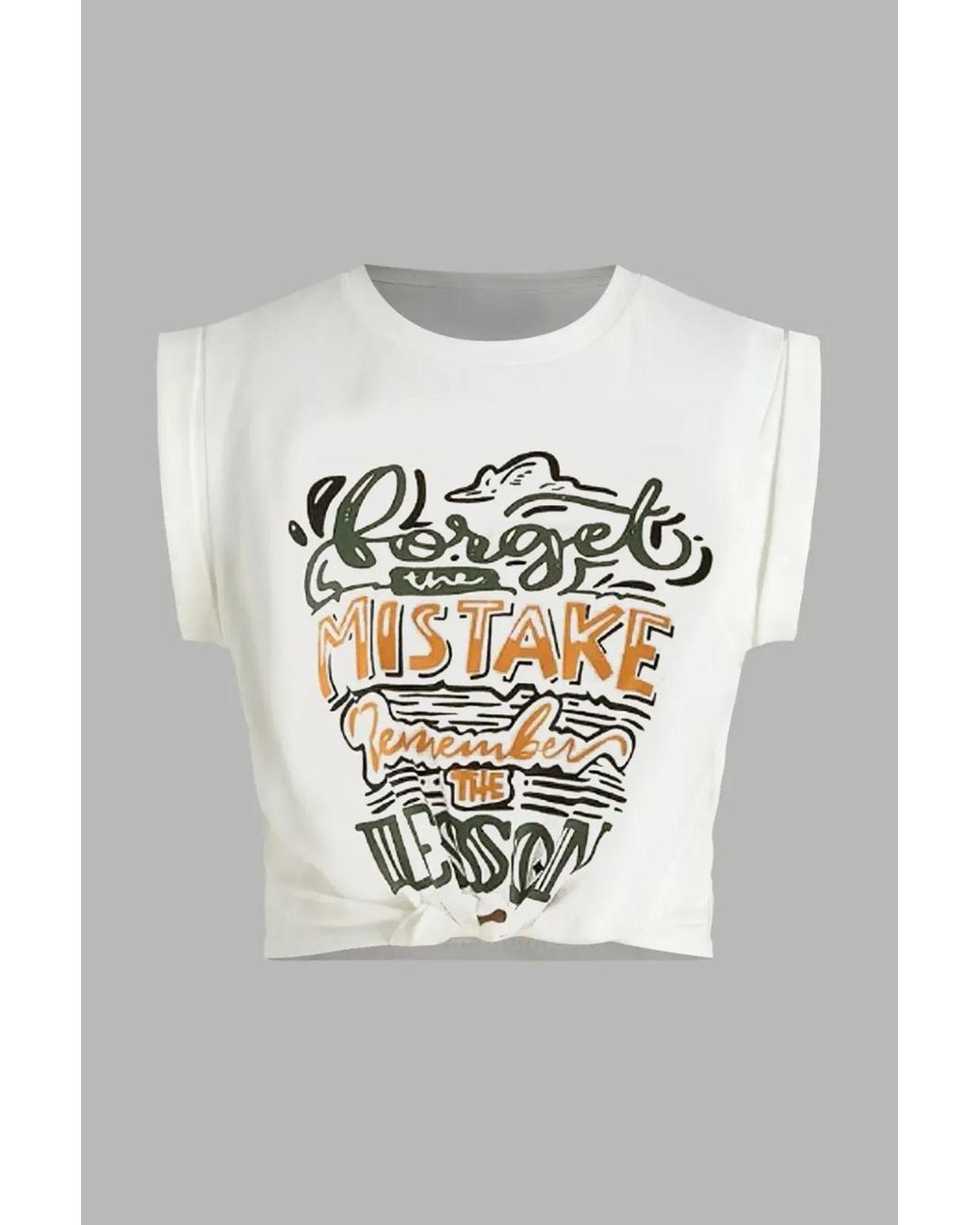 Hiccup Gray Printed Crop T-Shirt