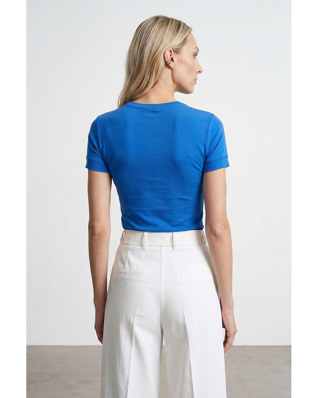 Dilvin Blue Slim Fit Crew Neck T-Shirt