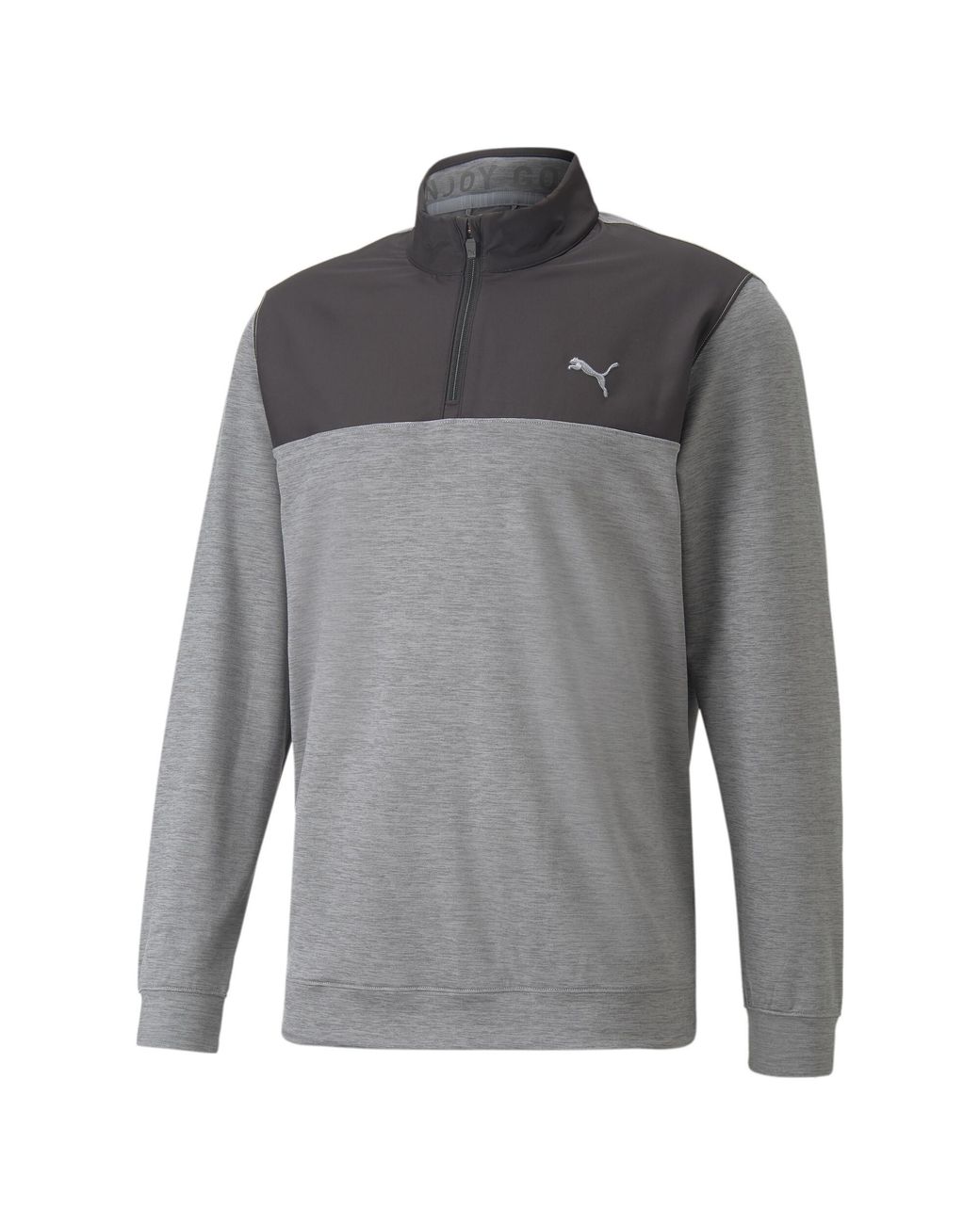 PUMA Gray Cloudspun Colourblock Quarter-Zip Golf Sweatshirt for men