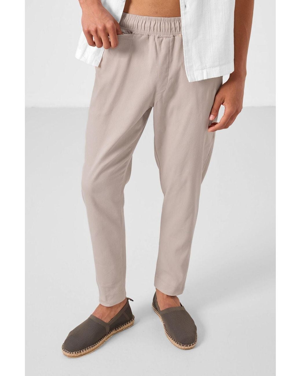 TOMMY LIFE White Straight-Leg Gabardine Chinos for men
