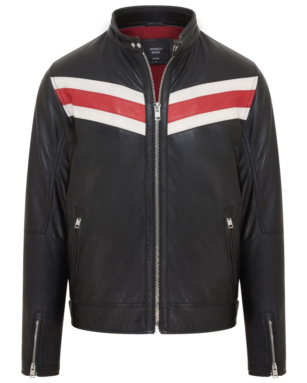 Infinity Leather Black Café Racer Biker Jacket for men
