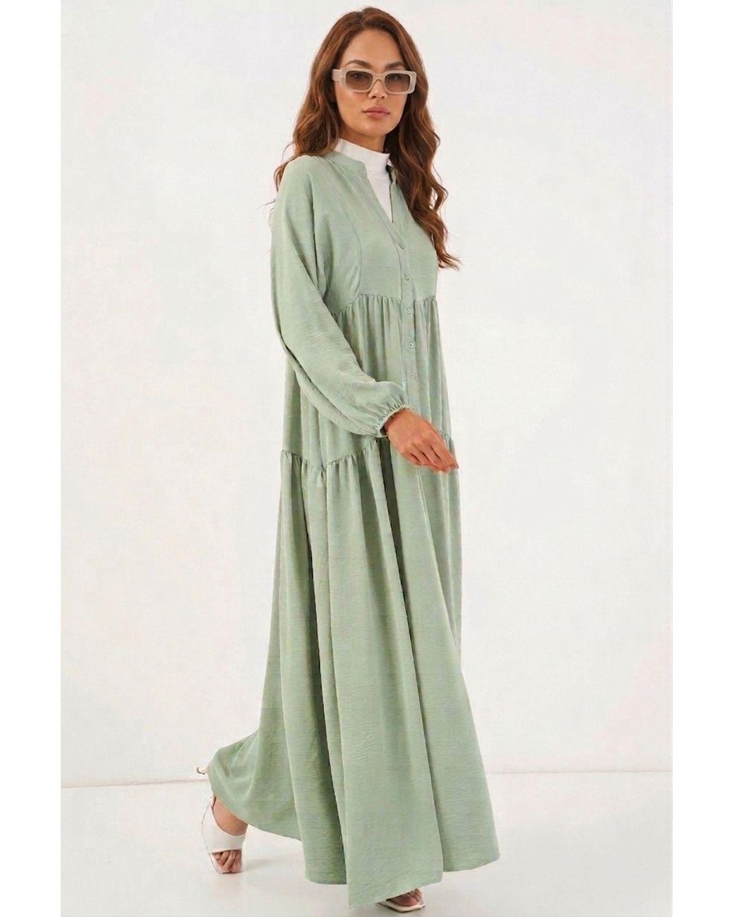 Bigdart Green Printed V-Neck Maxi Dress