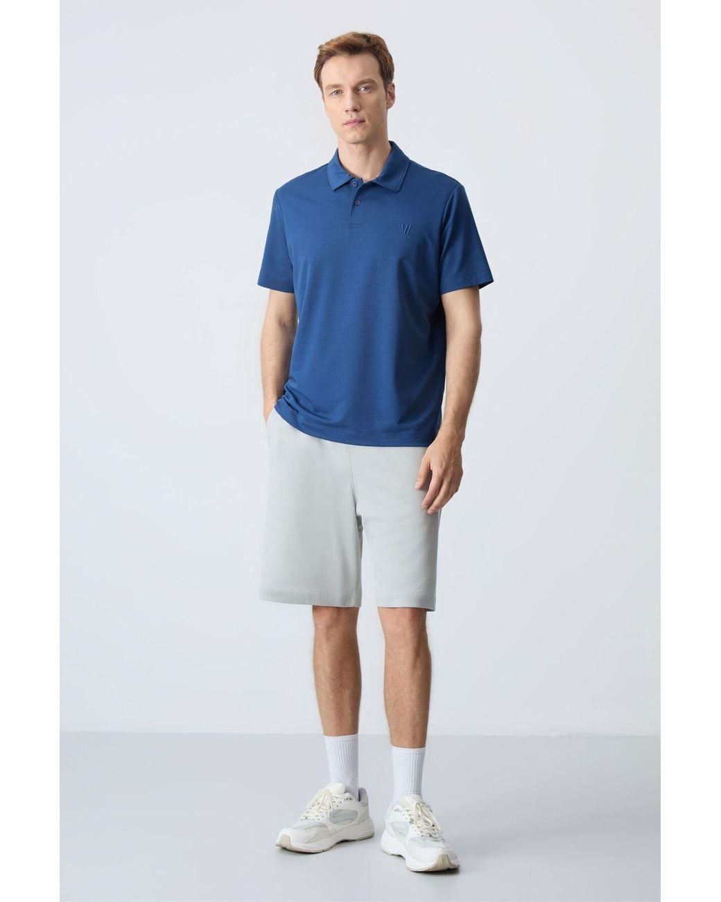 TOMMY LIFE Blue Cotton-Blend Sweat Shorts for men