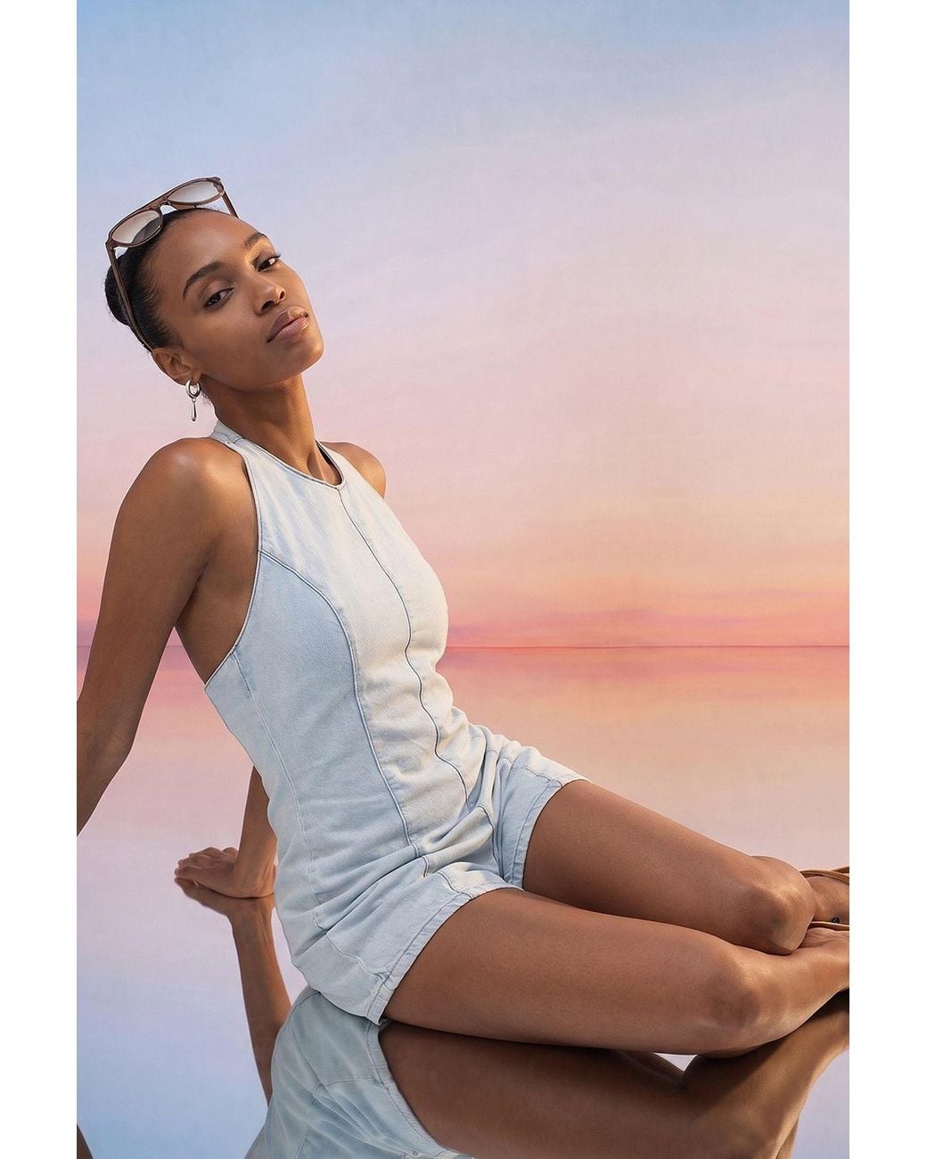 Dilvin Pink Cotton Halter Neck Short Jumpsuit