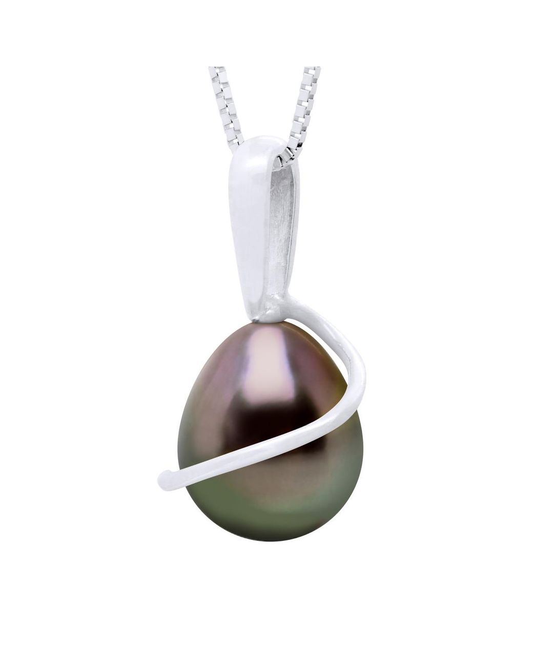 Ateliers Saint Germain White Beaded Pendant With Retour 375 And Real Cultured Tahiti Pearl Pear 8-9 Mm