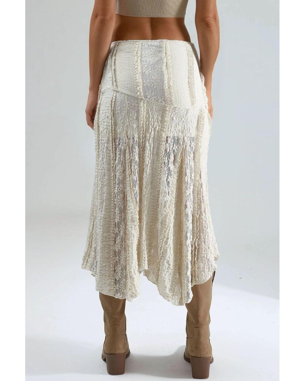 Busem Natural High Waist Lace A-Line Midi Skirt