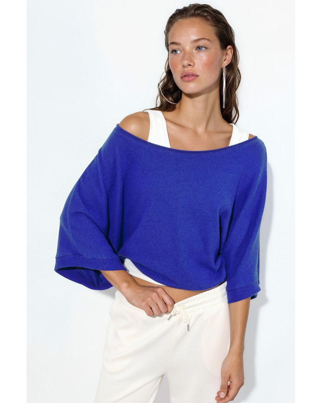 Busem Blue Ribbed Crew Neck Jumper