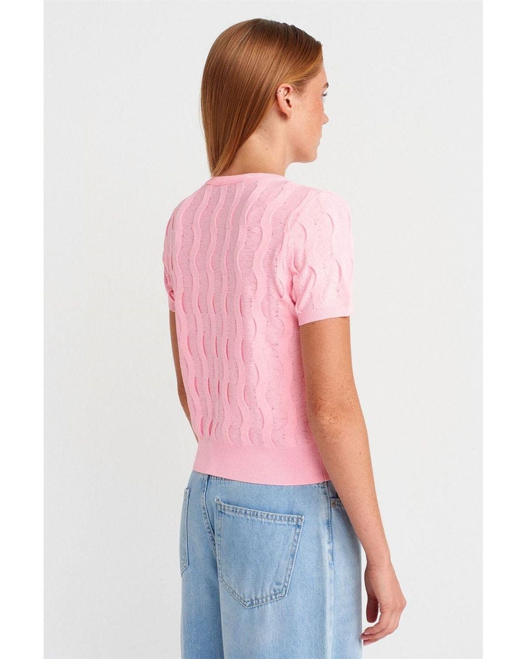 Dilvin Textured Ribbed Crop Blouse