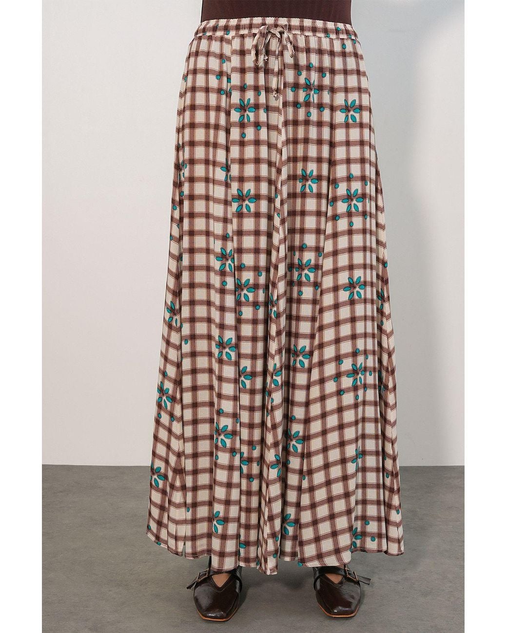 Bigdart Multicolor High-Waist Plaid Maxi Skirt