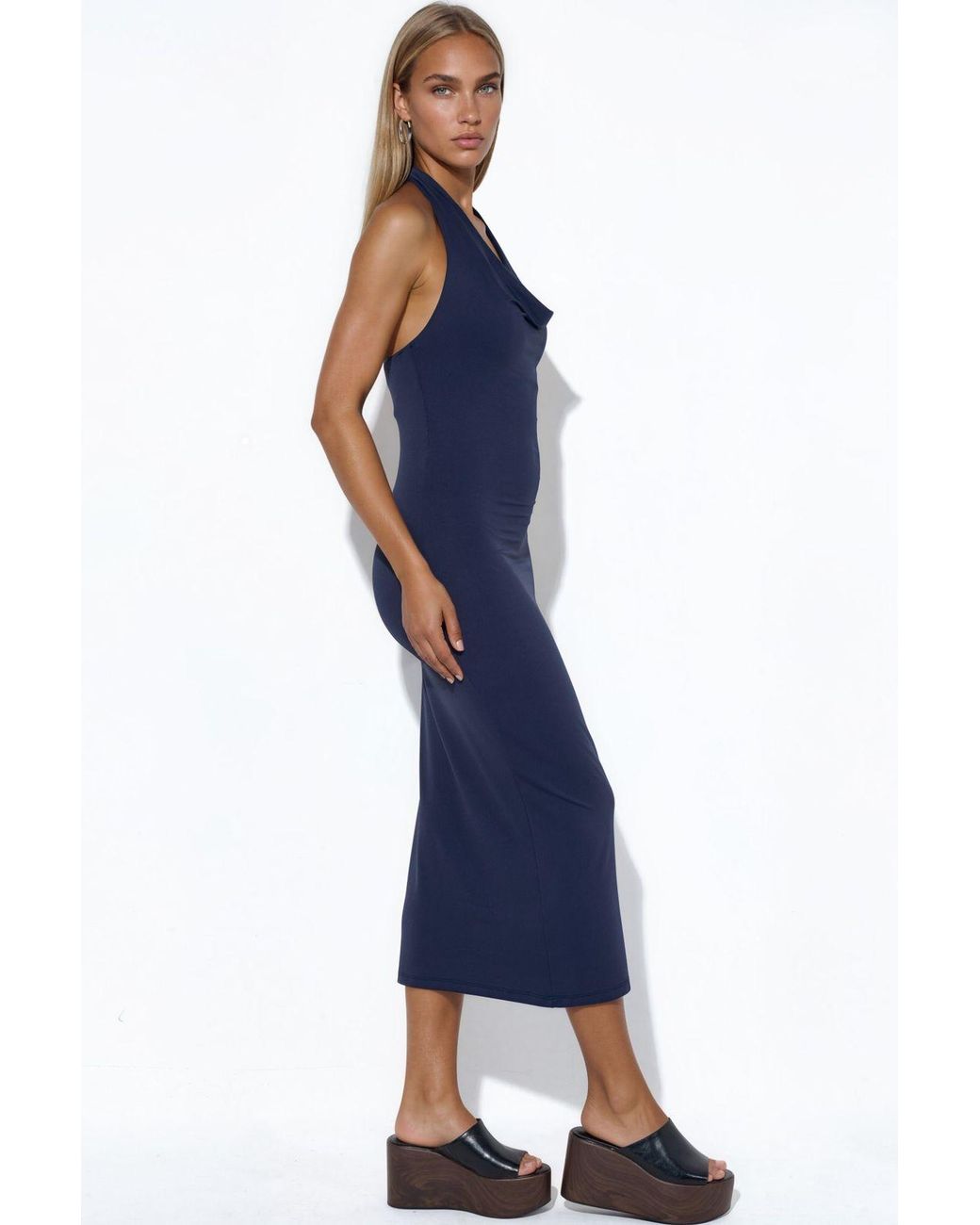 Busem Blue Halter Neck Maxi Dress