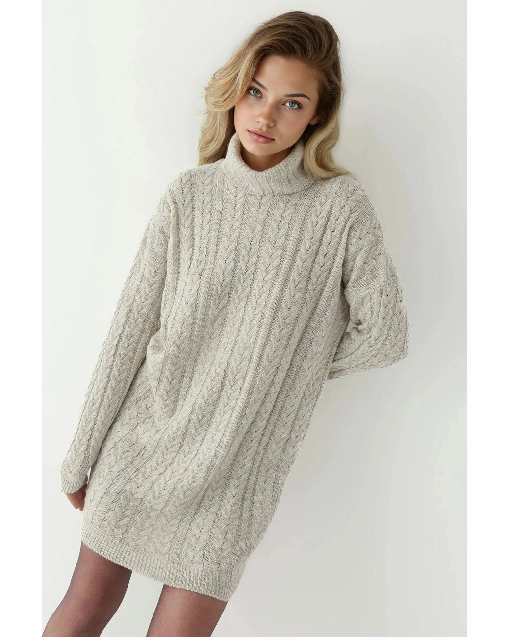 Hiccup White Cable Knit Jumper Dress