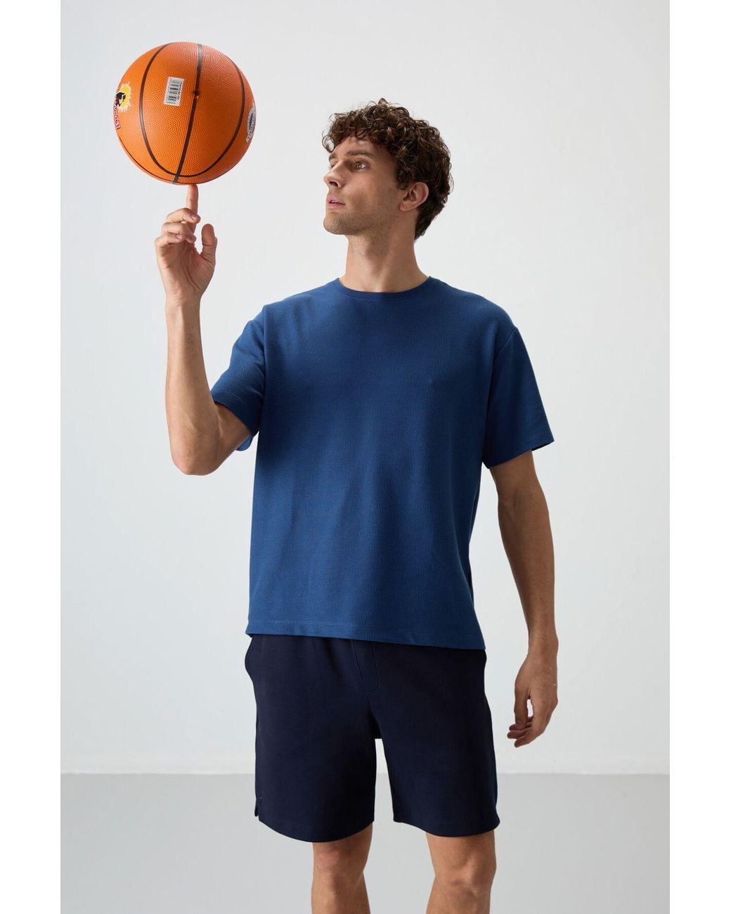 TOMMY LIFE Blue Oversized Crew Neck T-Shirt for men