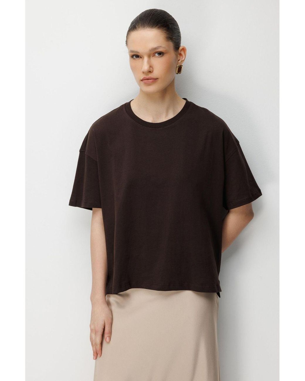 MixRay Black Oversized Crew Neck Plain T-Shirt With Slit
