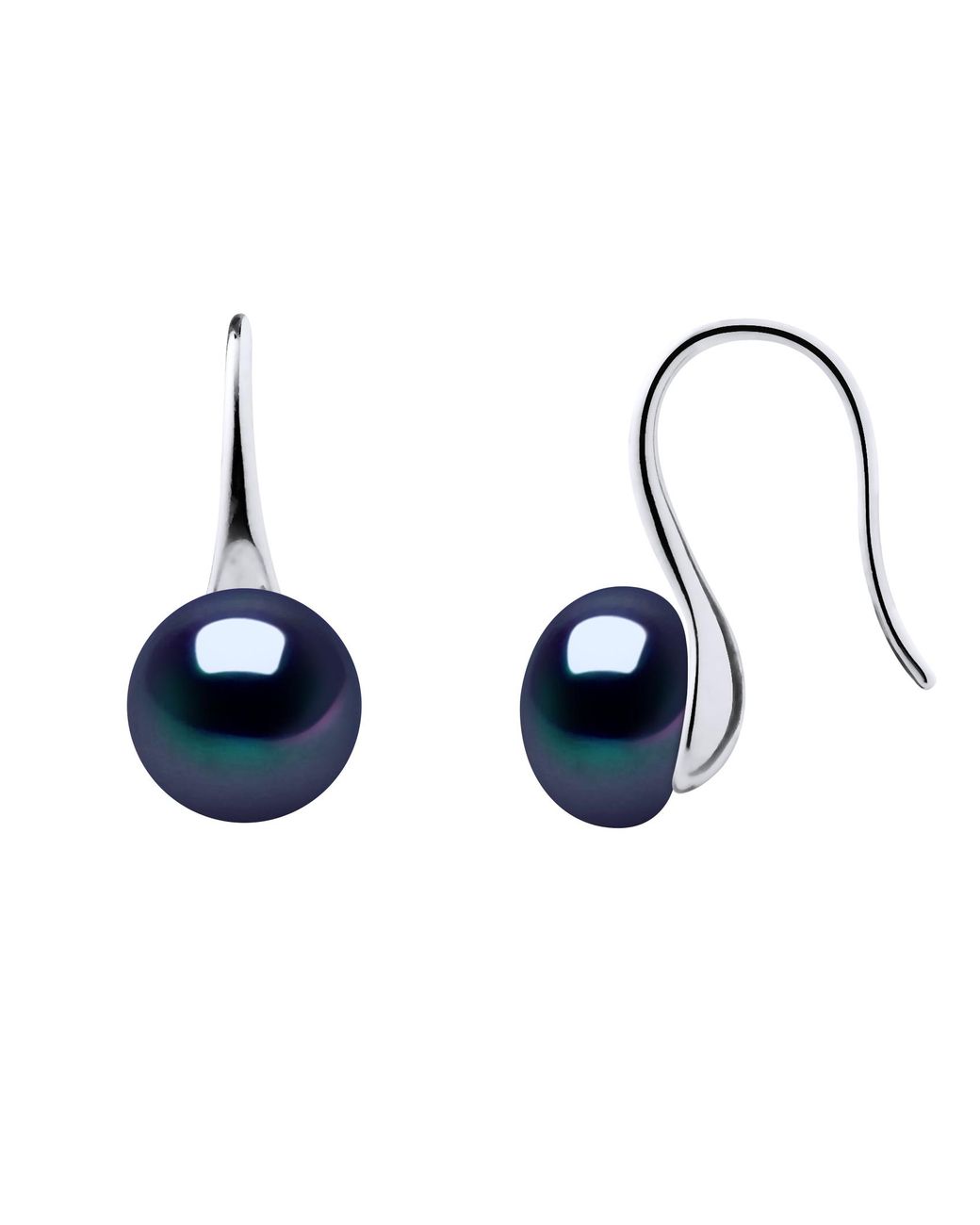 Ateliers Saint Germain Blue Earrings Real Cultured Freshwater Pearls Button 8-9 Mm