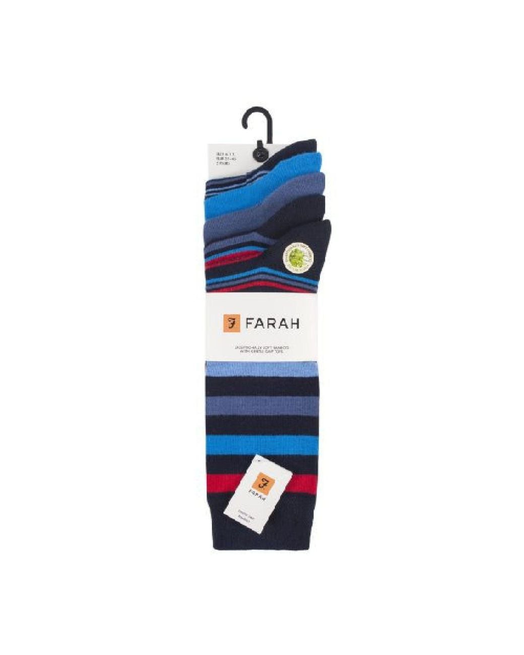 Farah Blue 5 Pack Bamboo Bright Striped Patterned Socks for men