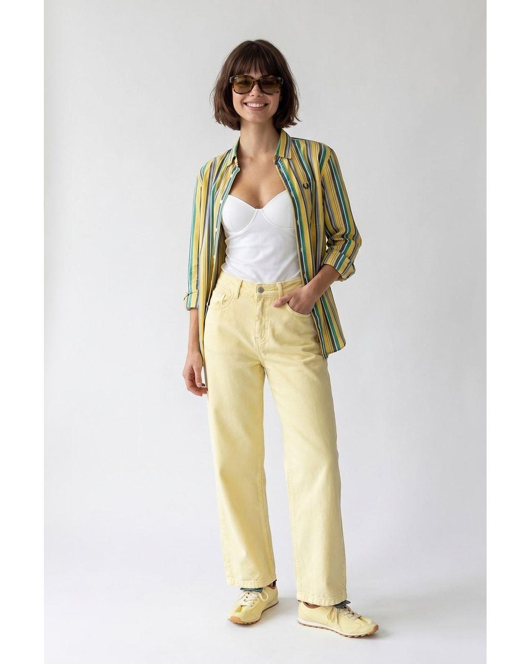MixRay Metallic High-Waist Wide-Leg Cotton Jeans