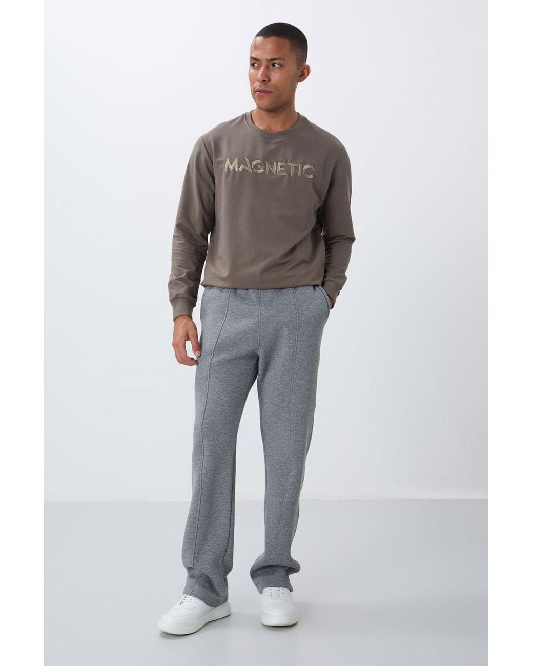 TOMMY LIFE Gray Regular Fit Cotton- Sweatpants for men