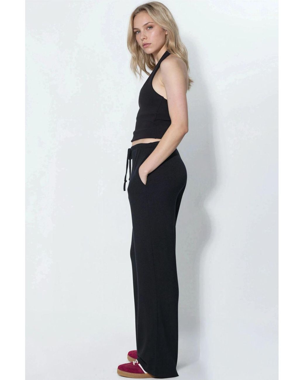 Busem Black Wide-Leg Jersey Trousers