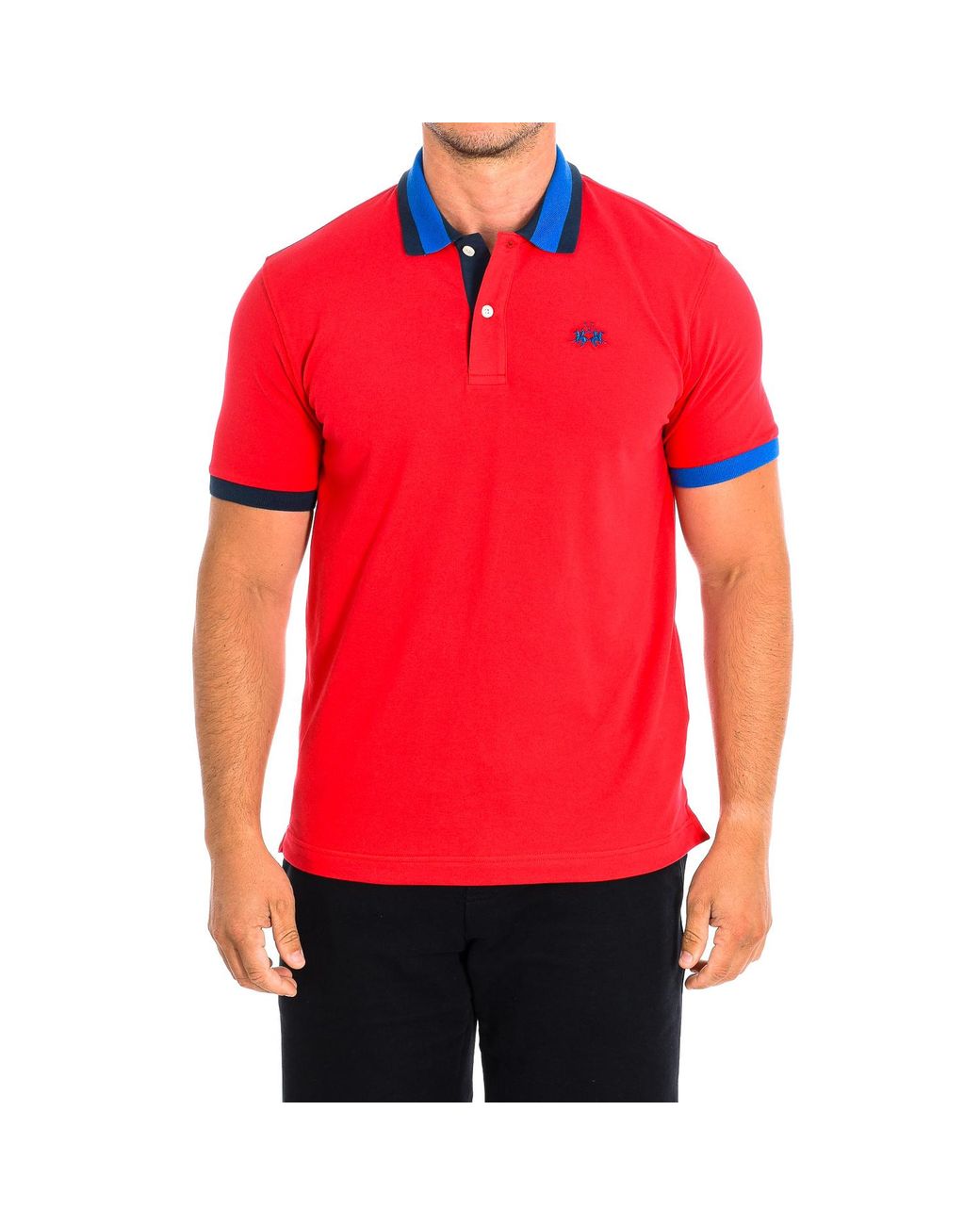 La Martina Red Short Sleeve Polo Tmp008-Pk001 for men